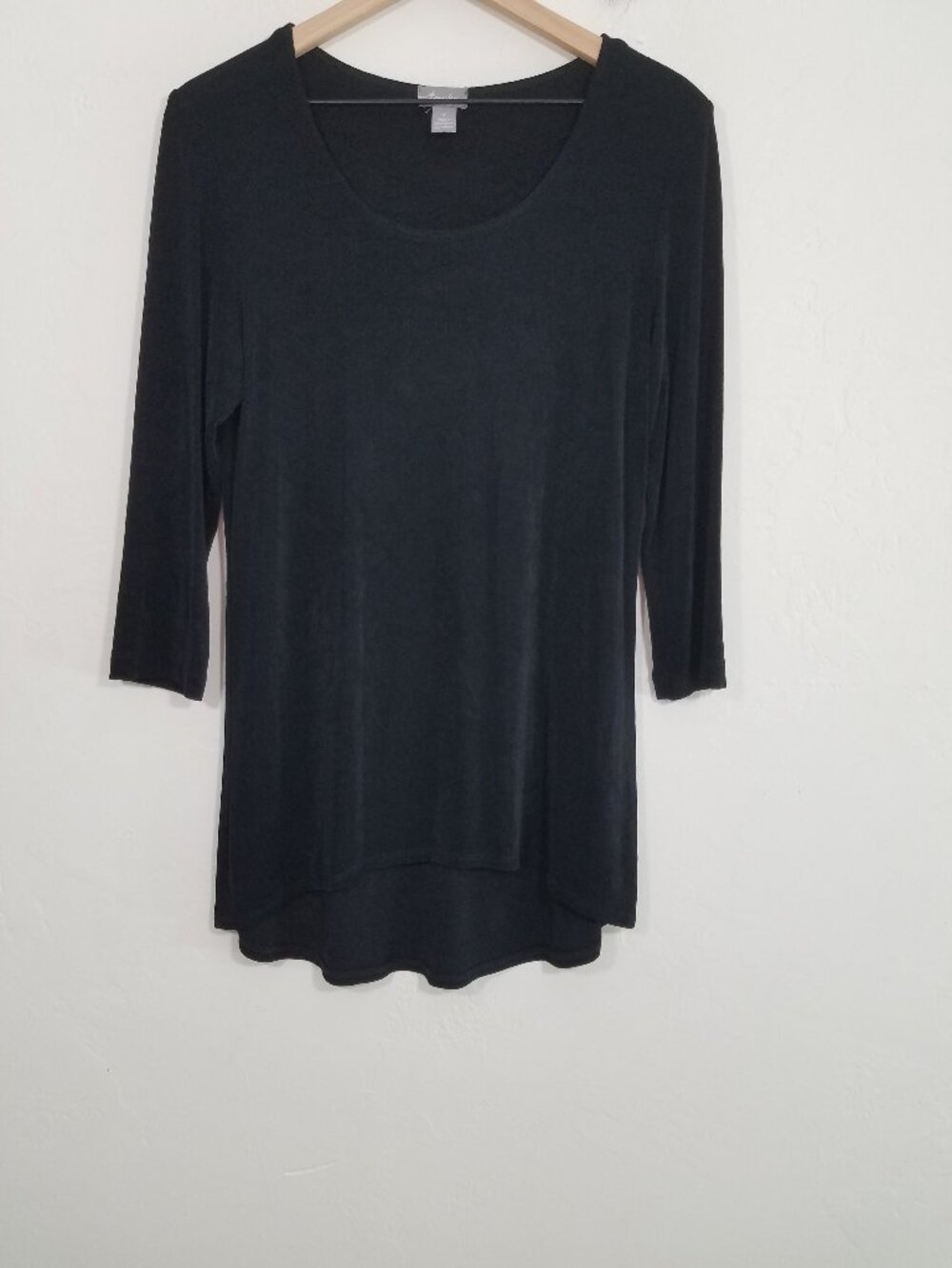 Travelers by Chico's 3/4 Sleeve High Low Top Blouse Pullover Black Size 1